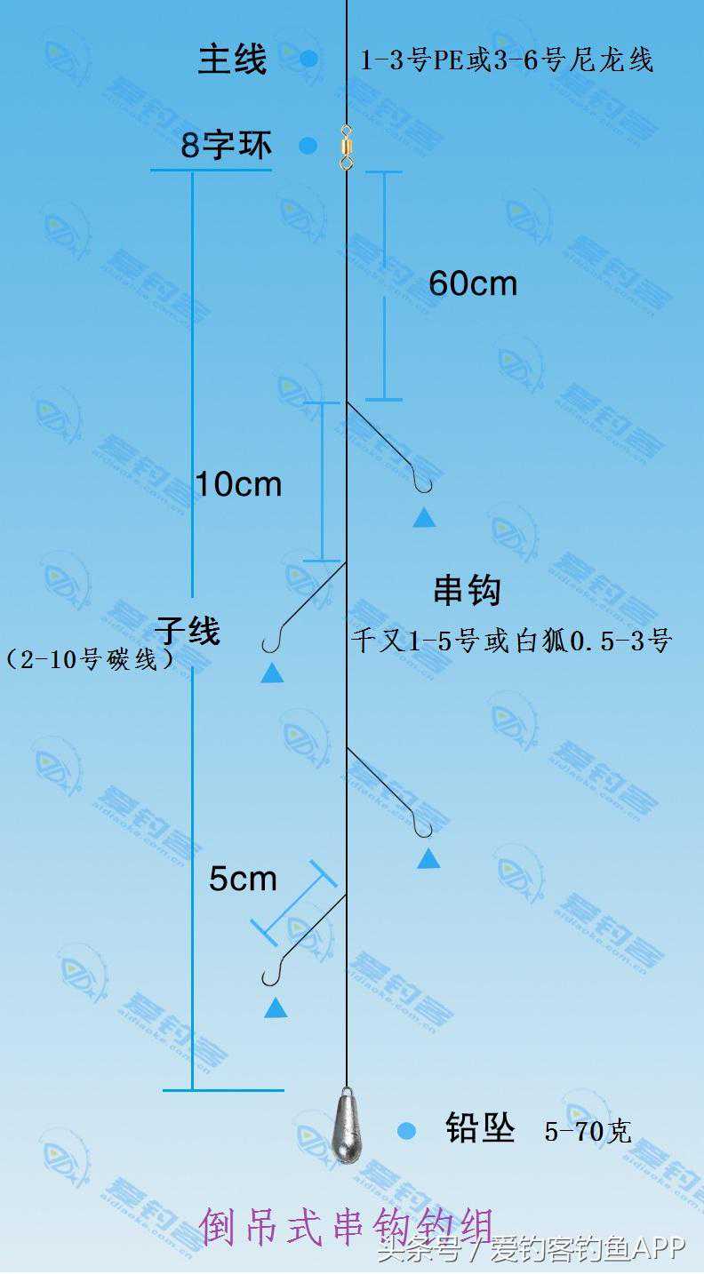 钓组分享｜倒吊式串钩钓组